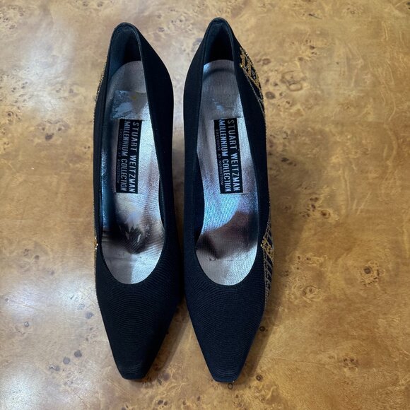 NEW Stuart Weitzman Unique Black Crystal Y2K Pumps sz 8 - Picture 2 of 7